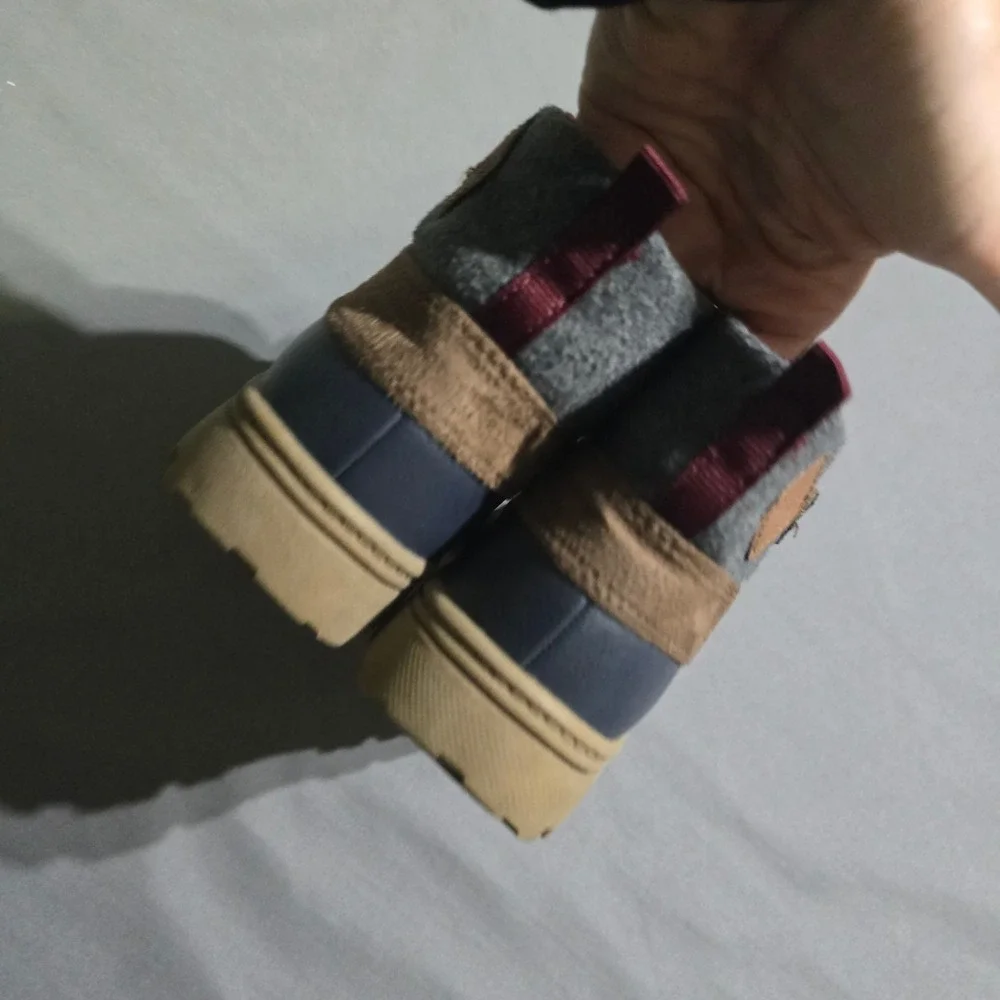 Carters Duck Boots Kids Size 12 Navy Blue Grey Tan Rugged Winter Hiking Shoes